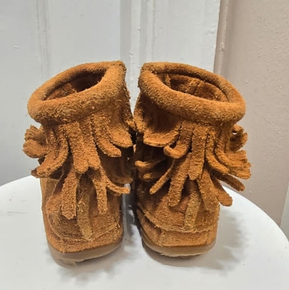 Minnetonka TODDLERS Double Fringe Brown Leather Boot Size 7🌴✌️ - Picture 5 of 7